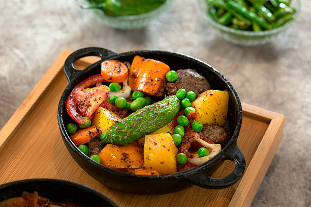 istock Meat and vegetable plate, Moroccan-style Arabic Eastern food 2218274984