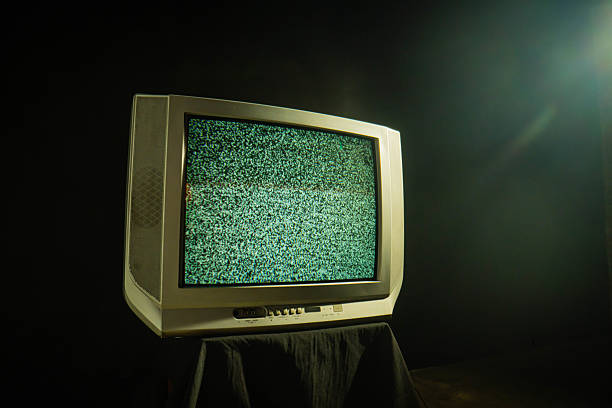 istock Retro Television with Static Signal Display Close-up 2218275190