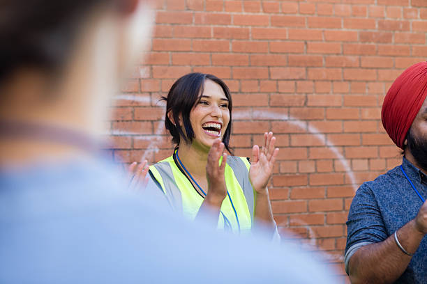 istock Happy Diverse Team Clapping, Celebrating Success Together 2218284866