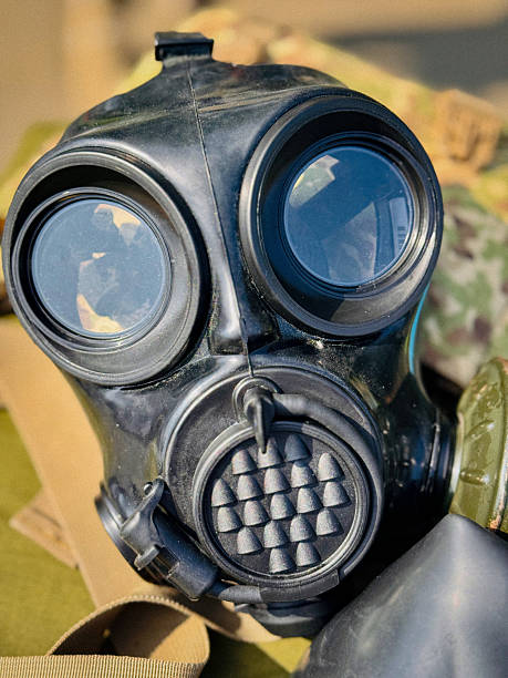 Old soviet gas masks in abandoned building at Chernobyl exclusion zone, Ukraine