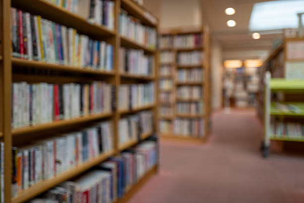 Hazy View of Library Shelves – Invitation to Knowledge