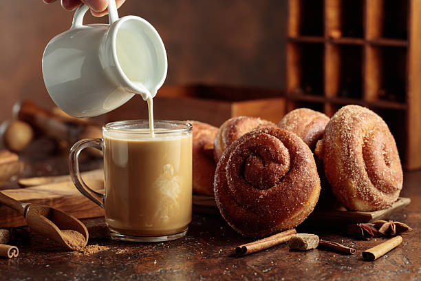 istock Swedish cinnamon rolls and coffee latte. 2218304773