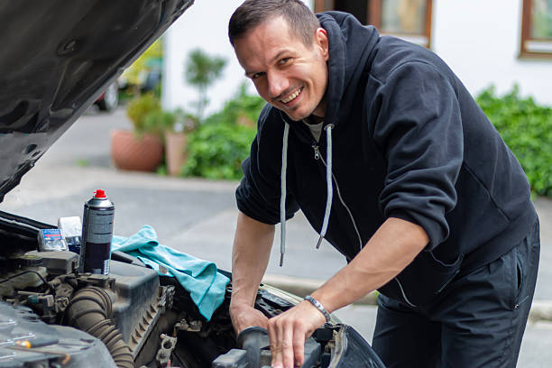istock Replacement of light bulbs in car headlights .Auto light. 2218316351