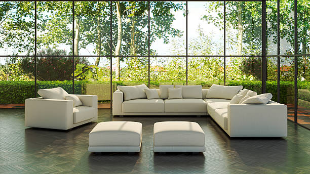istock Large luxury modern bright interiors Living room mockup illustration 3D rendering image 2218317587