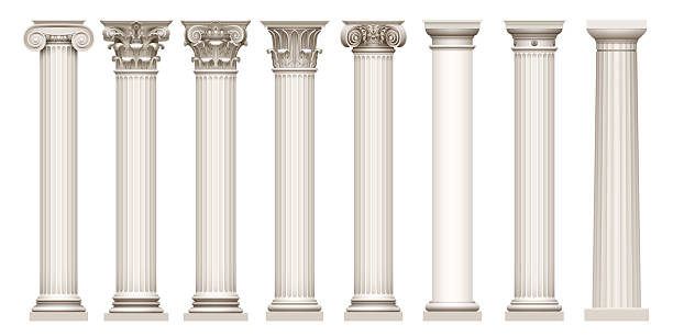 istock Marble antique columns and pillars of roman and greek architecture elements. 2218325138