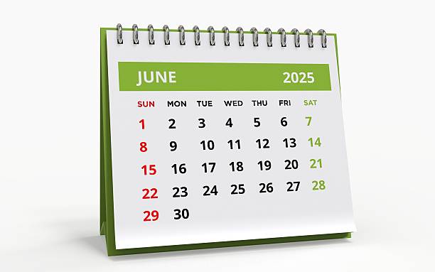 istock Standing Desk Calendar June 2025. 2218325844