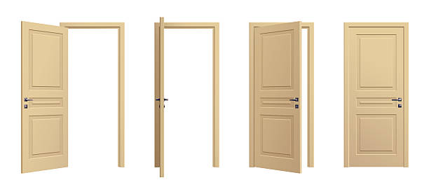 istock Open, closed door, entrance realistic doorway set 2218326576