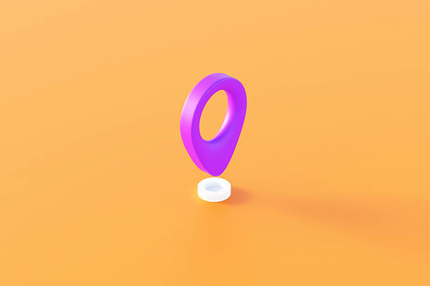 istock 3d location pin icon on orange background 2218332547