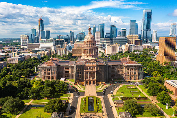 istock Austin Texas State Capitol and Skyline Aerial Drone Image 2218333119