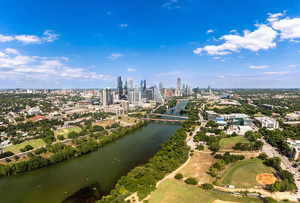istock Austin Texas Skyline Aerial Drone Image over Colorado River 2218333206