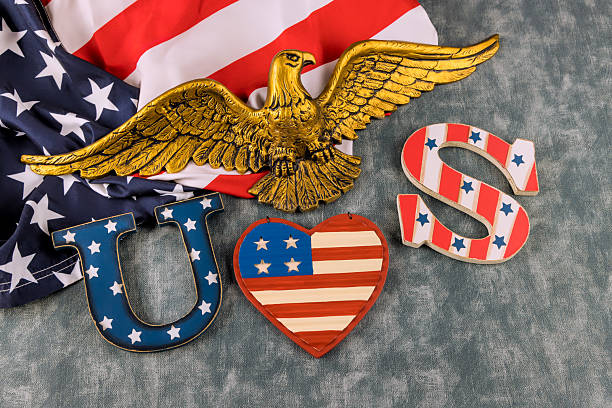 Decorative patriotic display featuring eagle American symbols for celebration