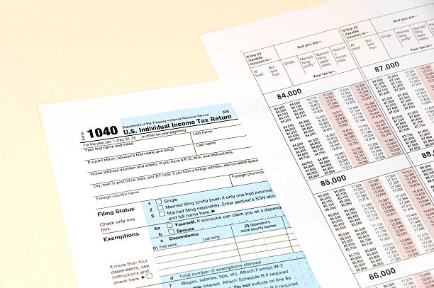 istock close up on 1040 tax form 2218358601