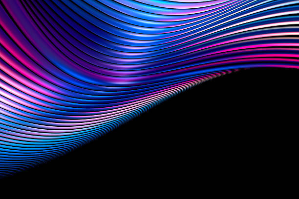 istock Abstract geometric neon lines background with copy space. Fractal render. Colorful glowing waves pattern. 2218360177