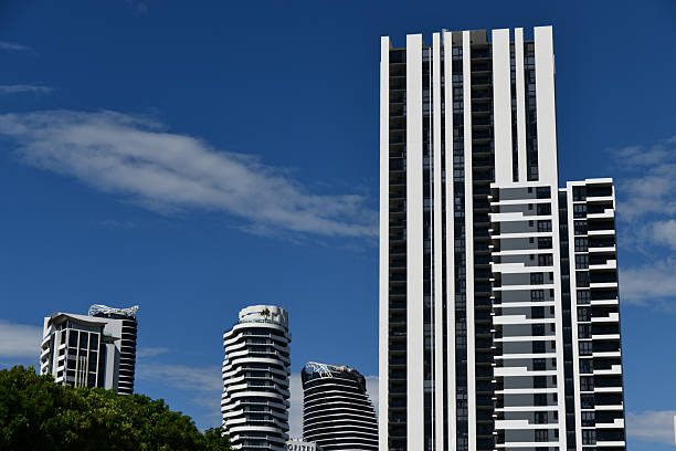 Gold Coast, Australia, April 27, 2025: Facade of an apartment building at the Gold Coast, Queensland, Australia
