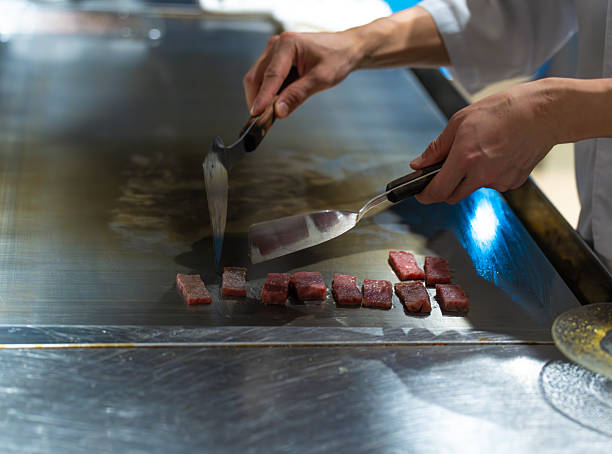 istock Raw Teppanyaki Beef Cubes on the Grill 2218360924