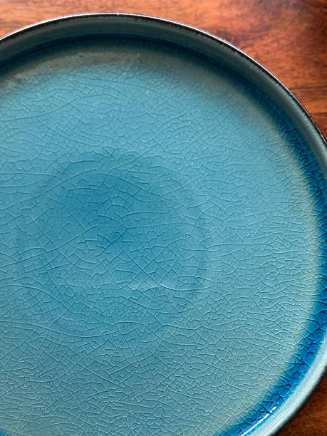 istock Image of ceramic blue crackle glaze dinner plate / handmade pottery , unique crackled texture, rustic tableware, artisan ceramic dishware 2218367020