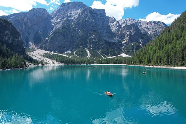 istock Serene Boat Ride on Lago di Braies, Italy 2218367725