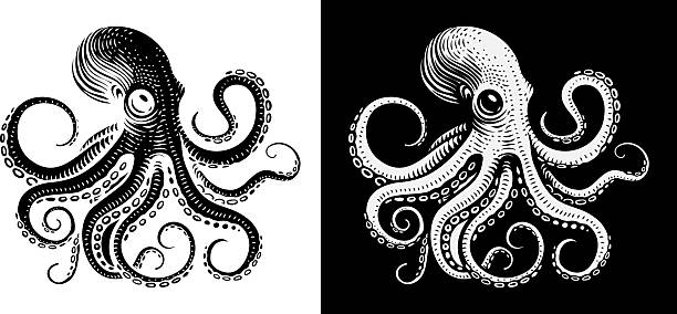 istock Octopus Cthulhu Tattoo Woodcut Kraken Mascot Squid 2218371150