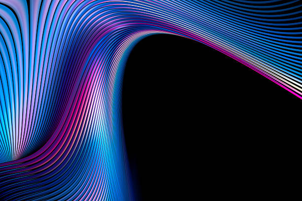 istock Abstract geometric neon lines background with copy space. Fractal render. Colorful glowing waves pattern. 2218379845