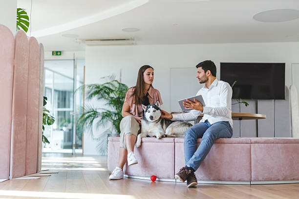 istock Young Multiracial Team Collaborating in a Bright Dog-Friendly Office with Relaxed Atmosphere 2218384975