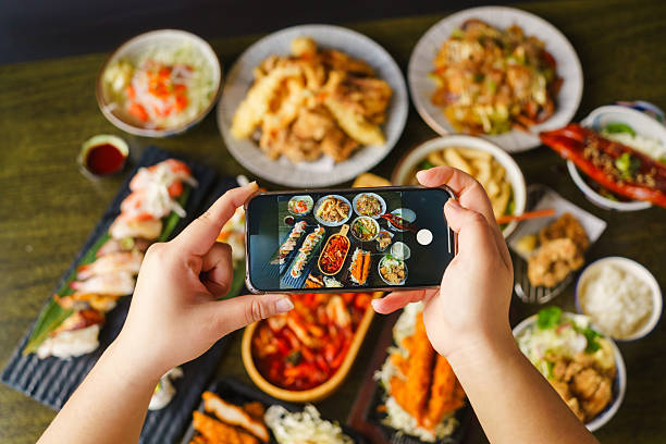 istock Capturing flat lay of dishes with smartphone. 2218385135