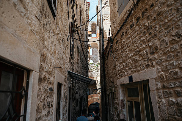 A narrow street in Split's old town, Croatia.