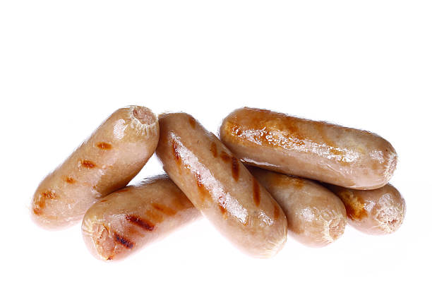 istock Sausages, isolated on a white background 2218390434