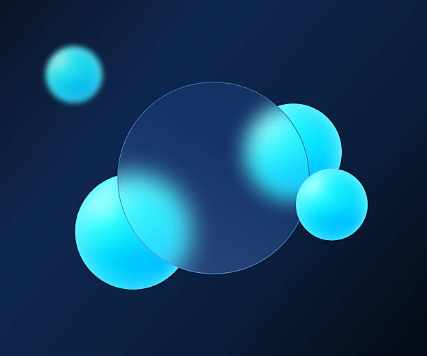 istock Dark blue glassmorphism landing background with glowing 3D spheres 2218396923