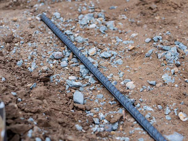 istock steel rebar rod on construction ground 2218400324