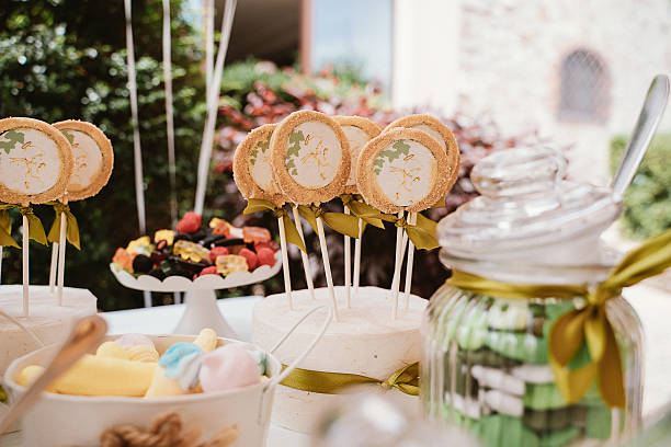istock Colorful Party Dessert Table with Cookies and Sweets 2218400536