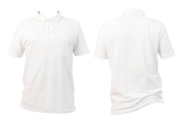 istock White polo shirt front and back view isolated on white background for apparel design template and fashion display 2218400766