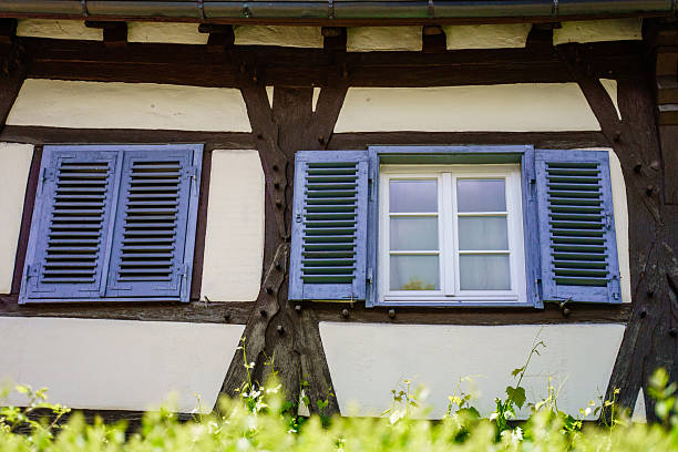 Street architecture in the small historical city of Endersbach by Stuttgart, Baden-Wuerttemberg, Germany. Fachwerk houses, German culture and construction traditions