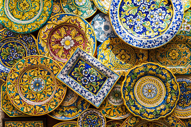 istock Colorful Sicilian ceramic plates with traditional floral patterns 2218406555