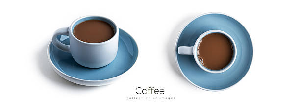 Coffee with milk in cup isolated on white background. High quality photo