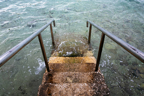 A stone staircase towards the sea