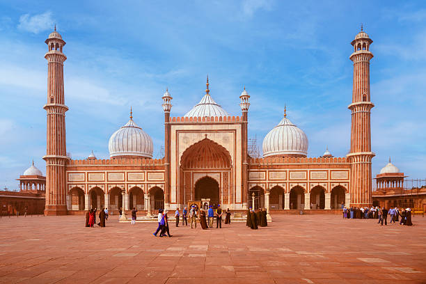 front view on Jama Masjid Mosque in Delhi, India