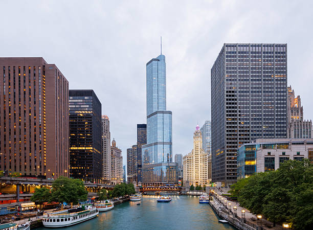 istock Scenic view of downtown Chicago during sunset 2218427429