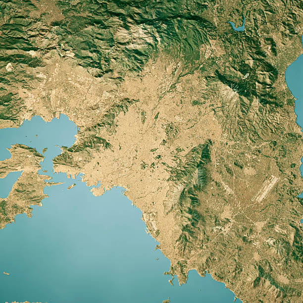 istock Athens City Satellite Topographic Map 3D Render Color 2218428360