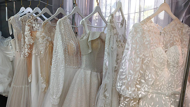 istock Wedding dresses in the store 2218430904