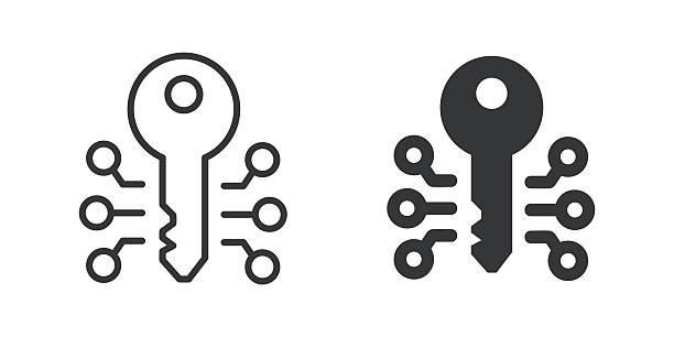 bildbanksillustrationer, clip art samt tecknat material och ikoner med encryption thin line and glyph solid icon. editable stroke and perfect pixel isolated on transparent background - lösenord