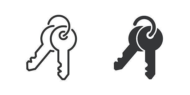 Keys thin line and glyph solid icon. Editable stroke and perfect pixel isolated on transparent background