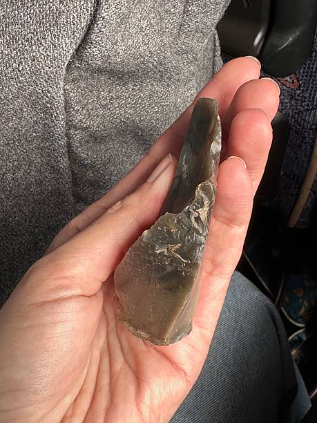 istock Side View of a Primitive Flint Blade in Hand – Archaeological Stone Tool 2218438921