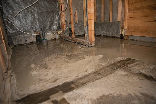 istock Freshly poured concrete floor in unfinished bathroom interior under renovation 2218440256