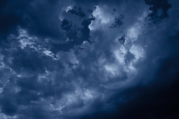 istock Black blue gray evening night sky with clouds. Dark dramatic cloudy sky background. Light. Before the storm, thunderstorm, rain. Frightening, ominous, moody, creepy atmosphere. 2218443642