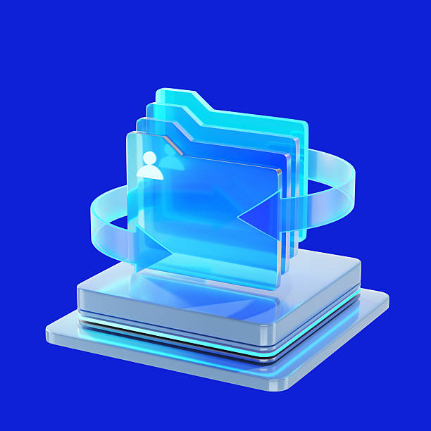 Computer Folder with Hand Cursor - Color Background - 3D Rendering