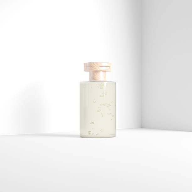 istock flipcap cosmetic bottle mockup, translucent lotion sqeeze bottle with wooden flat flip cap, hygenic personal care product packaging, modern liquid skincare in a small cylindrical plastic container 2218448113