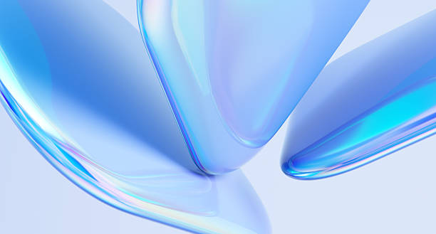 istock Abstract glossy shapes with holographic texture. 2218453512