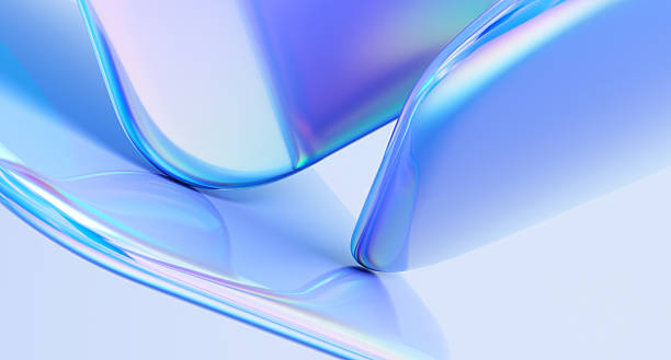 istock Abstract glossy shapes with holographic texture. 2218453528