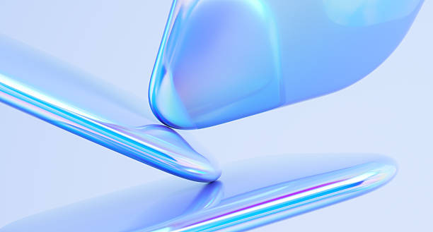 istock Abstract glossy shapes with holographic texture. 2218453658