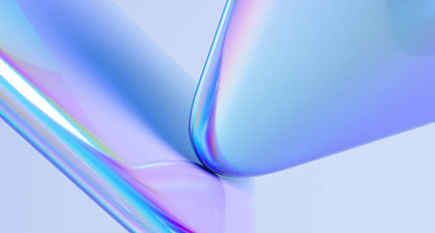 istock Abstract glossy shapes with holographic texture. 2218453663